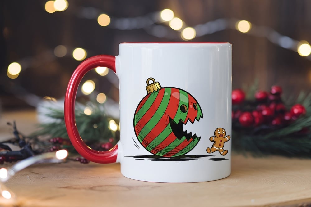 Personalised Christmas Decoration Chase Red Handle Ceramic Mug | Humour | Funny | Christmas Gift