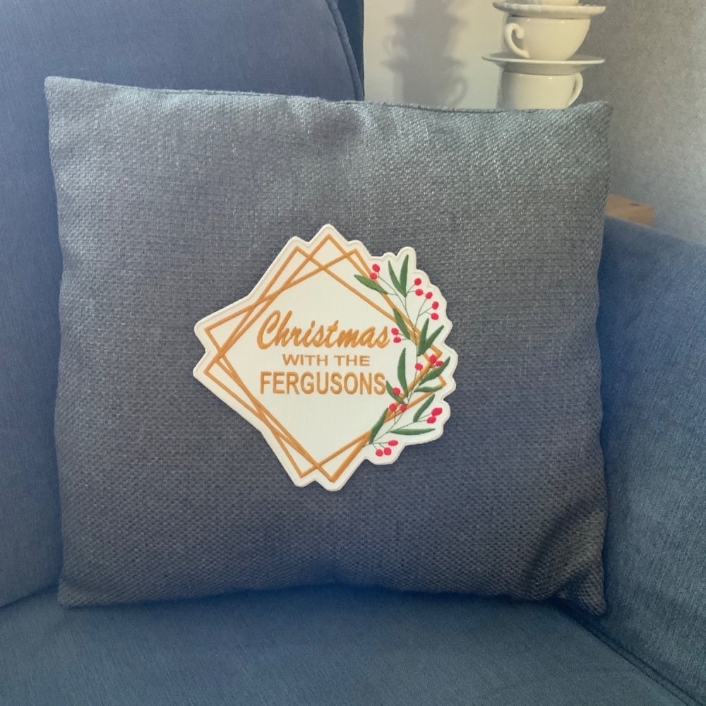 Large Christmas with the ... Family Christmas Geometric Frame embroidered fabric Iron on patch