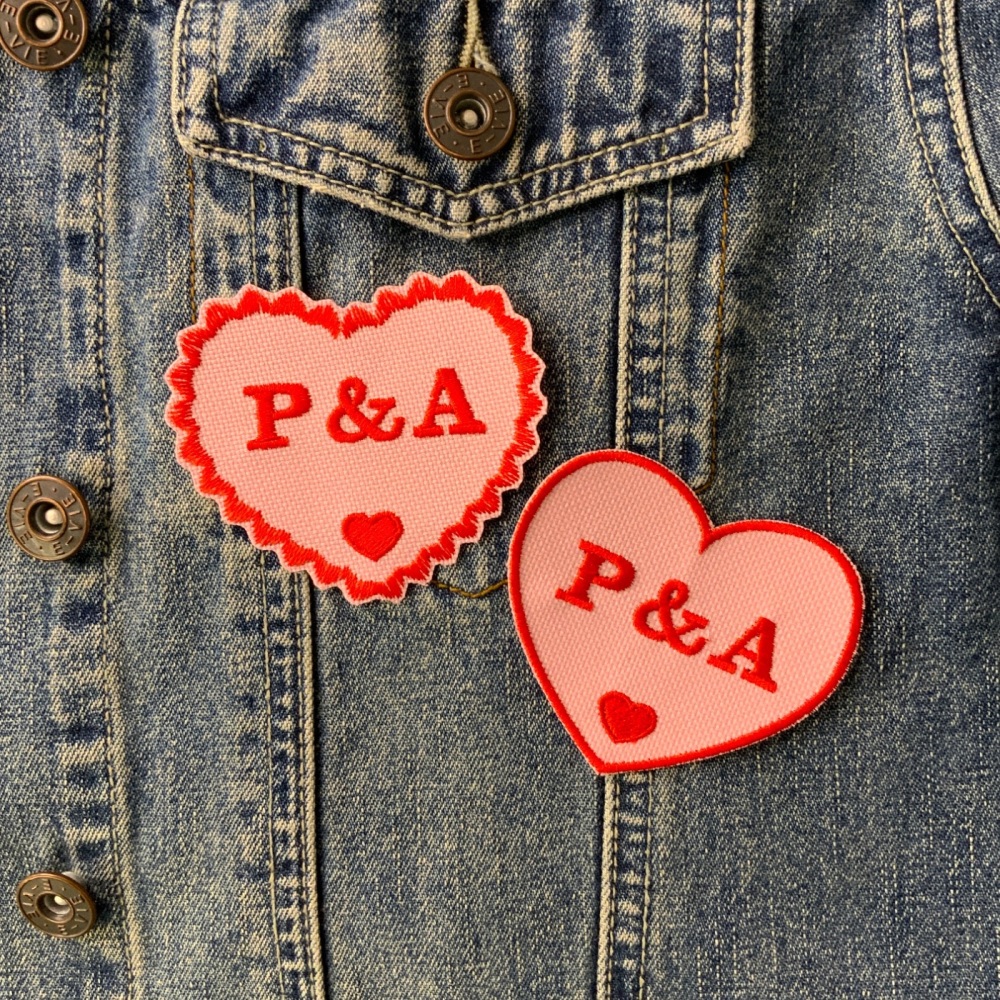 Personalised Valentines Couples Initials Embroidered Heart Iron On Fabric Patch