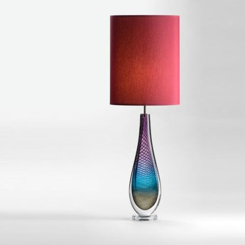 Large Westmorland Lamp | Fairfield | wine shade (lit)