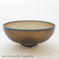 <!-- 006 -->Zest Bowl | olive with trailed rim