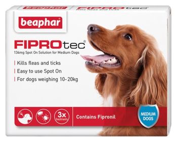BEAPHAR FIPROtec® FLEA SPOT ON TREATMENT SOLUTION FOR MEDIUM DOG. VET-STRENGTH 
