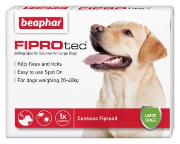 BEAPHAR FIPROtec® FLEA SPOT ON TREATMENT SOLUTION FOR LARGE DOG. VET-STRENGTH 