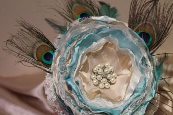 Large Single Flower Peacock Feather Wedding Bouquet