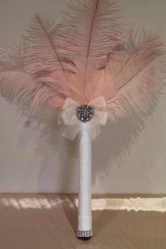 Gatsby Style Pink Ostrich Feather Wedding Bouquet