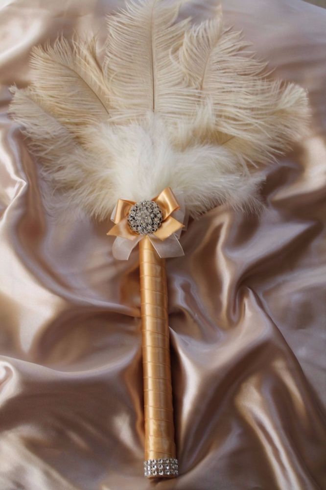Gatsby Style Cream Ostrich Feather Wedding Bouquet