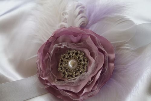 Flower and Feather Wrist Corsage