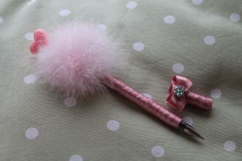 Pink Puff Pen with In Love Lollipop Embellishment