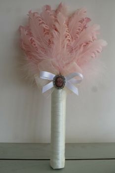 Pale Pink Feather Wedding Fan Bouquet