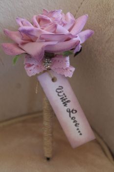 Lilac Rose Flower Pen with a 'With Love' Tag