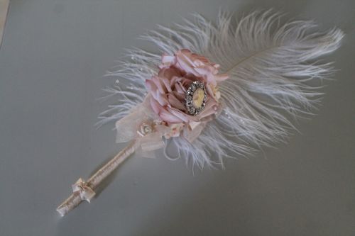 Marie Antoinette Feather Pen with Flowers and Embellishment