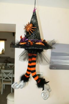 Hanging Witch Hat with Poseable Legs
