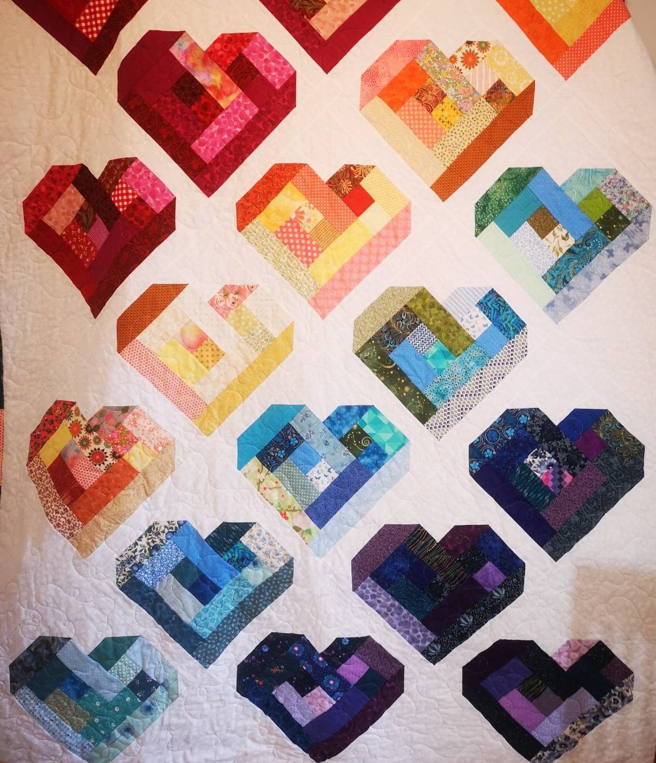 Scrappy Heart Log Cabin Quilt Pattern