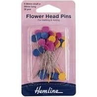 Hemline Flower Head Pins x36