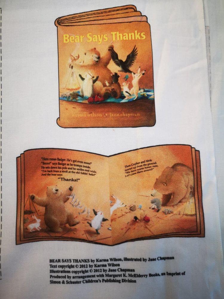 'Bear says Thanks' soft fabric book by Elizabeth Studios