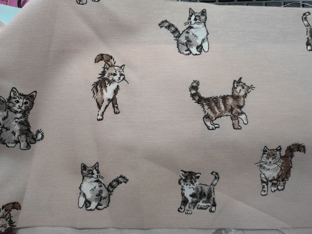 Kittens on Pale Pink background - 100% cotton