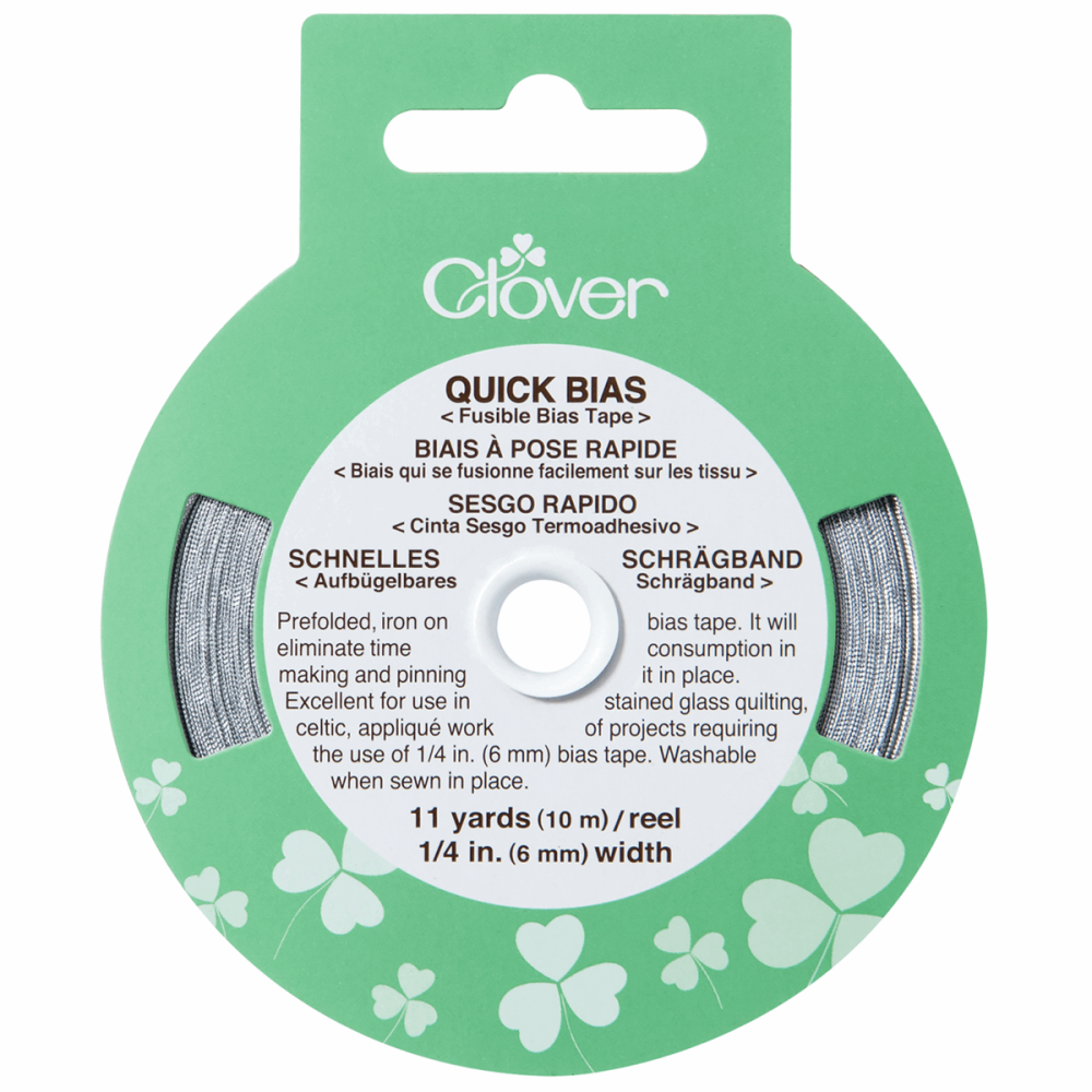 Clover Quick Iron On Bias Tape - Silver Tape