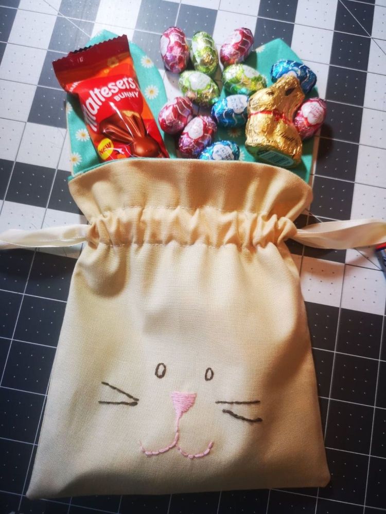 Lined Bunny Drawstring Bag Pattern - Paper Copy