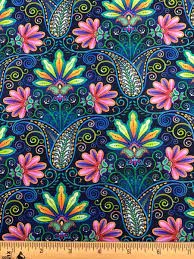 Blooming Paisley by Art Loft for Studio E - Dark blue with florals and paisley 5601 77