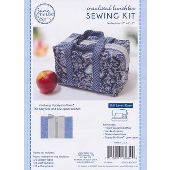 Insulated Lunch Box Sewing Kit - Grey Zip