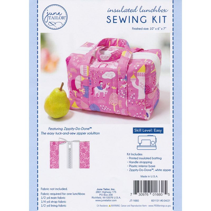 Insulated Lunch Box Sewing Kit - White Zip