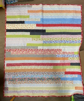 Finished Quilt - Figs and Shirting Jelly Roll Race - 51" x 60"