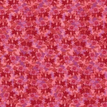 Clothworks - Painted Patchwork - Violets Dark Coral Y3379-40