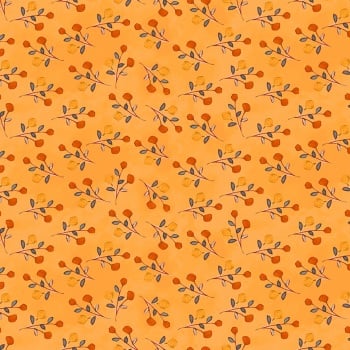 Clothworks - Painted Patchwork - Sprig in Orange Y3382-35