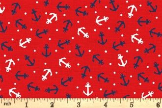 Makower- Nautical Anchors Red