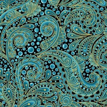 Hooked on Fish by Ann Lauer - Teal & Gold Paisley 13005M84