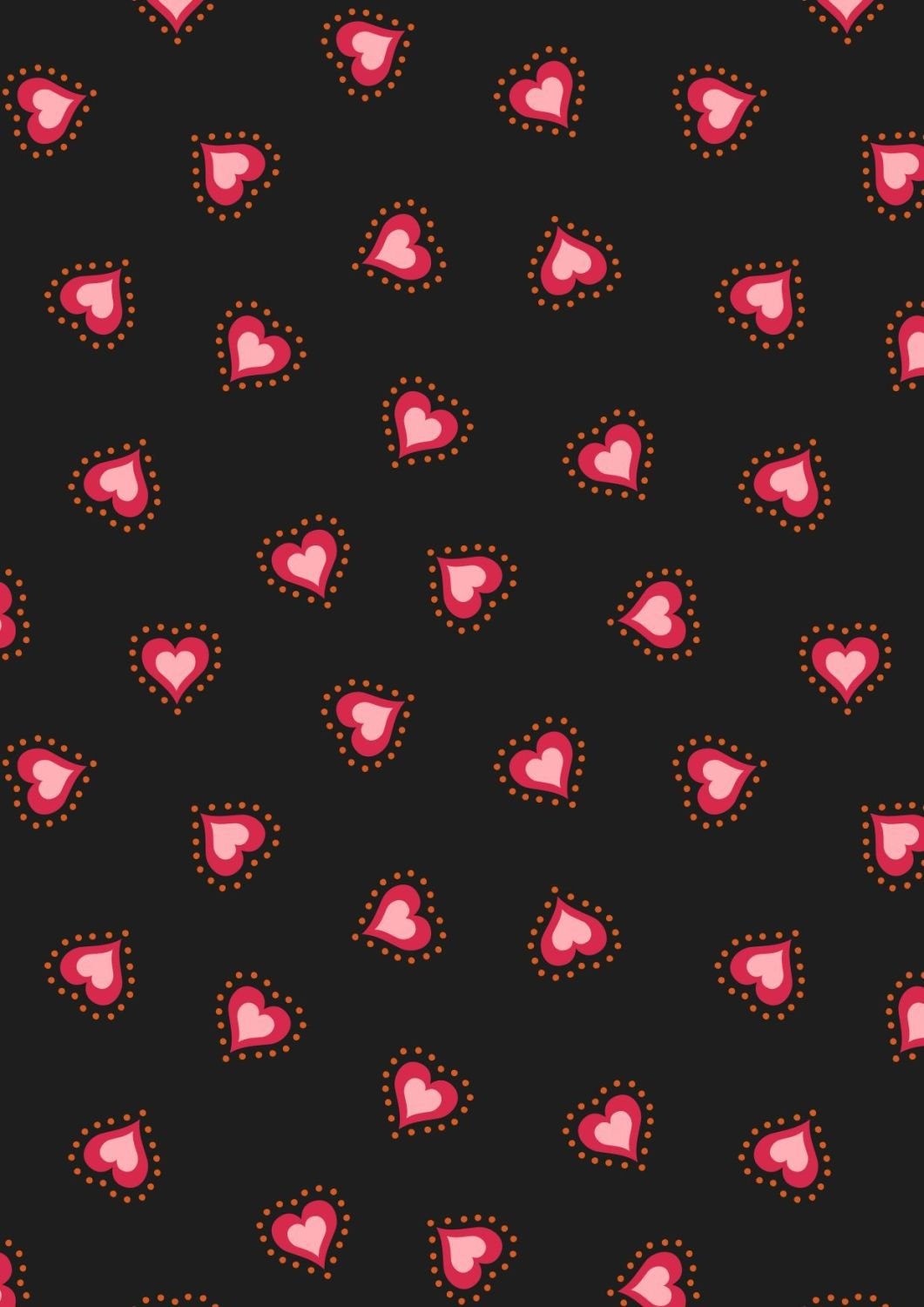 Little Matryoshka-  Pink hearts on black