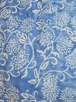 Island Batik Petal Provence - 1150 rich cornflower blue with pale blue vine and petals 