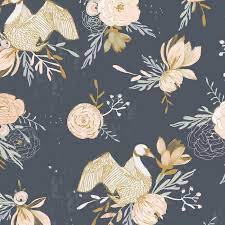 Dashwood Studio - New Beginnings by Lisa Dolson - 2040 - Grey background with swans and florals