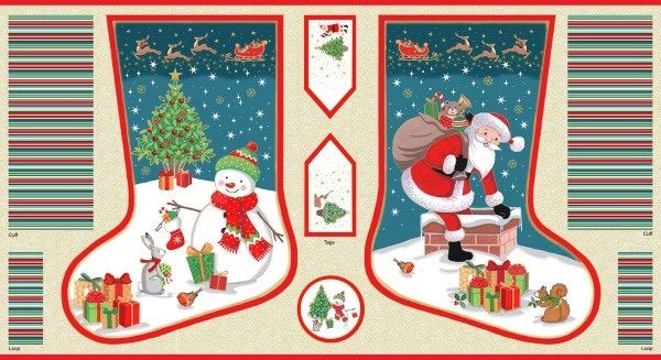 Christmas Stocking Santa/Snowmen Panel