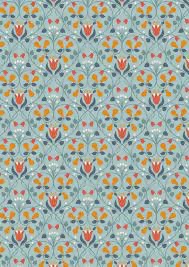 Lewis & Irene Wintertide - Duck Egg background with pears and flowers in et