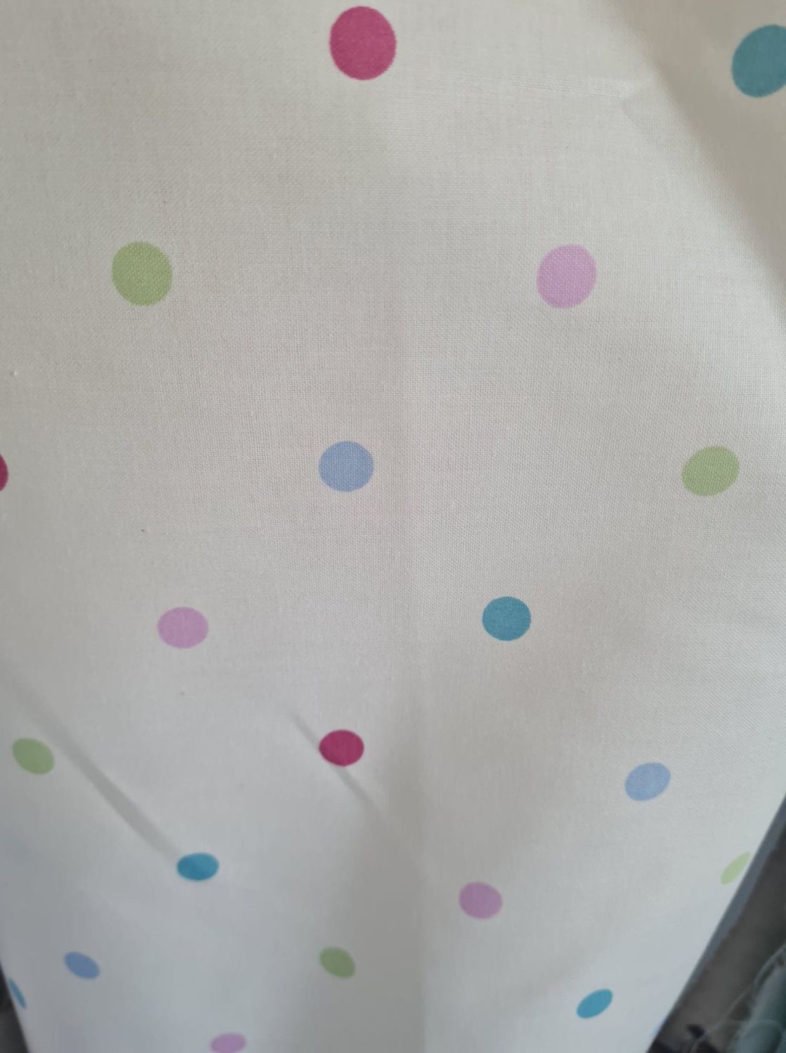 ****** Coloured Dots on White cotton Linen Fabric 