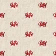 ****** Welsh Dragon cotton Linen Fabric 