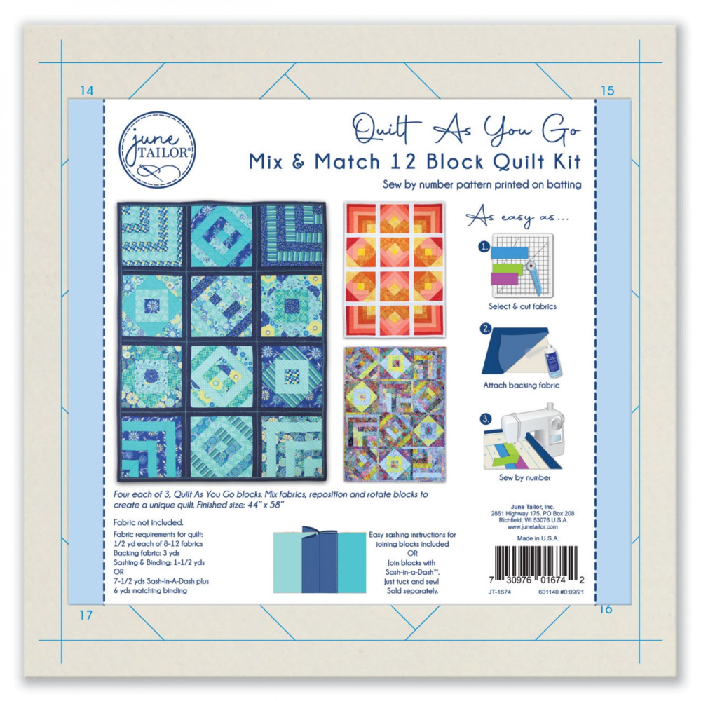 ** Brand New** June Tailor Quilt As You Go 80/20 Cotton Mix n Match 12 block Quilt!