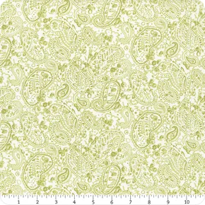The Shores by Brenda Riddle for Moda - white with soft green paisley design 18742 25