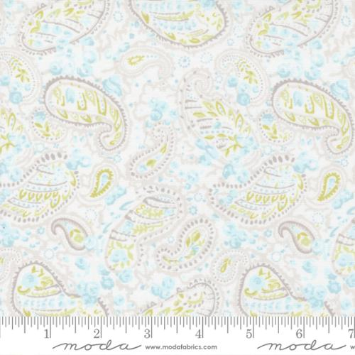 The Shores by Brenda Riddle for Moda - white with aqua and green paisley 18742 31