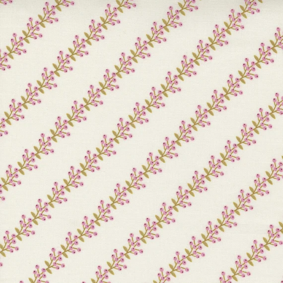 Wild Meadow by Sweetfire Road for Moda Cream with pink diagonal berries