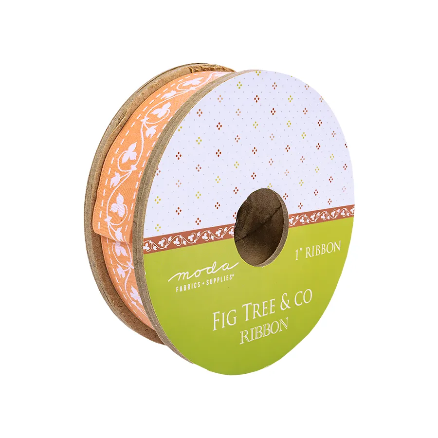 **Fig Tree & Co Ribbon** 1" wide - sold by the metre - Peach