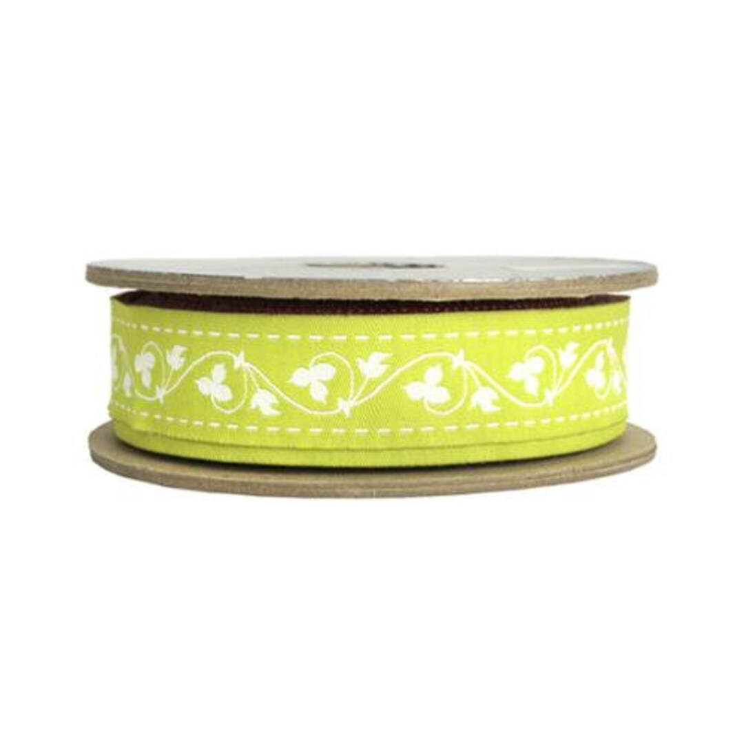 **Fig Tree & Co Ribbon** 1" wide - sold by the metre - Lime