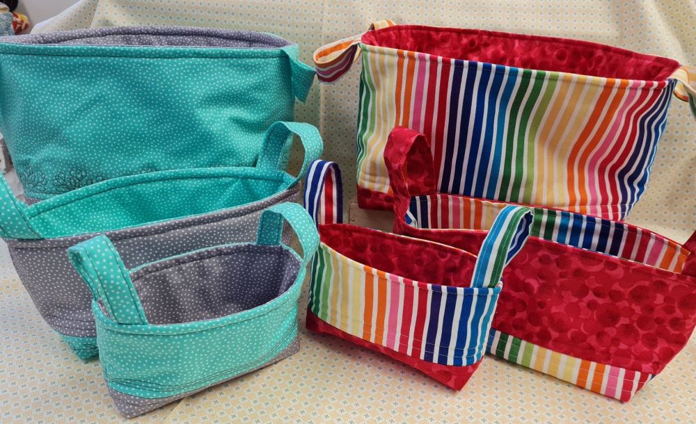 Stacking Fabric Baskets - three sizes - Digital Download