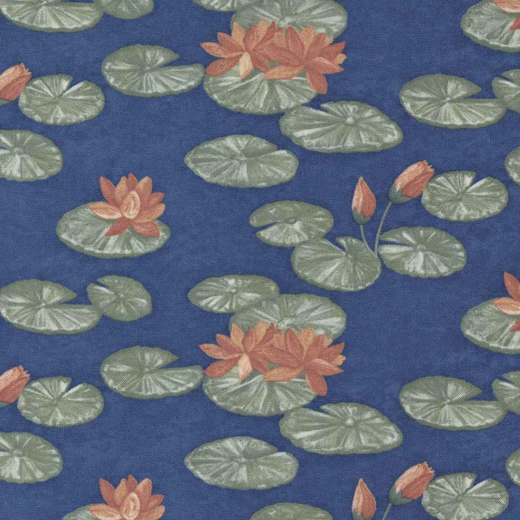 Watermarks by Holly Taylor for Moda - waterlilies on navy 6910 14