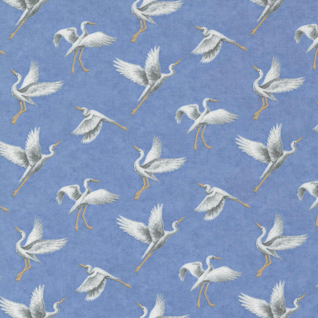 Watermarks by Holly Taylor for Moda - flying egrets on cornflower blue 6912