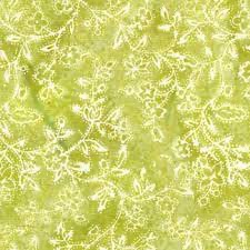 Island Batik - Lime with floral design 6/1232