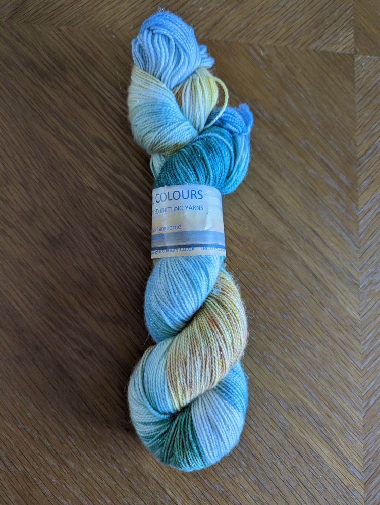 Coastal Colours Skein - 4ply 100g 400mtrs Beachy with silver sparkle (6310)