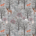 Winter in Bluebell Wood Flannel by Lewis and Irene - Winter Woods on Grey F
