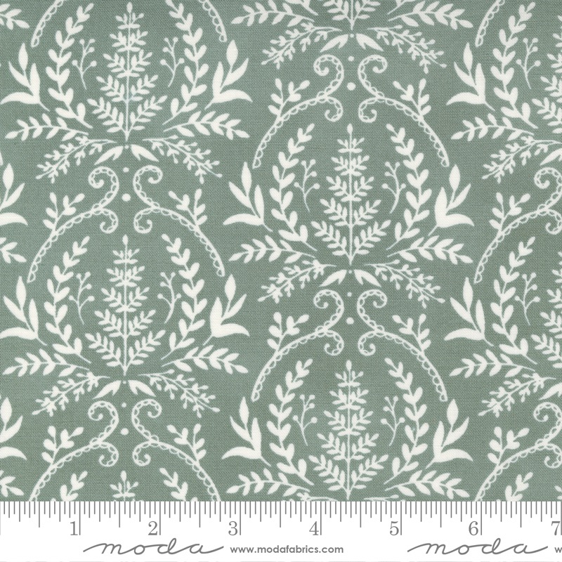 Happiness Blooms by Deb Strain for Moda - Eucalyptus background with white leaf pattern 56053 16